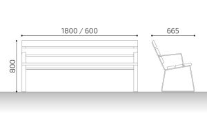 mides banc urbà de fusta dama