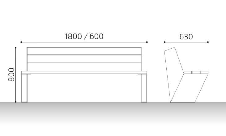 mides banc urbà de fusta origami