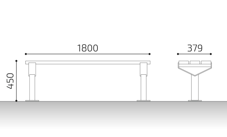 mides banqueta urbana fusta Mistral